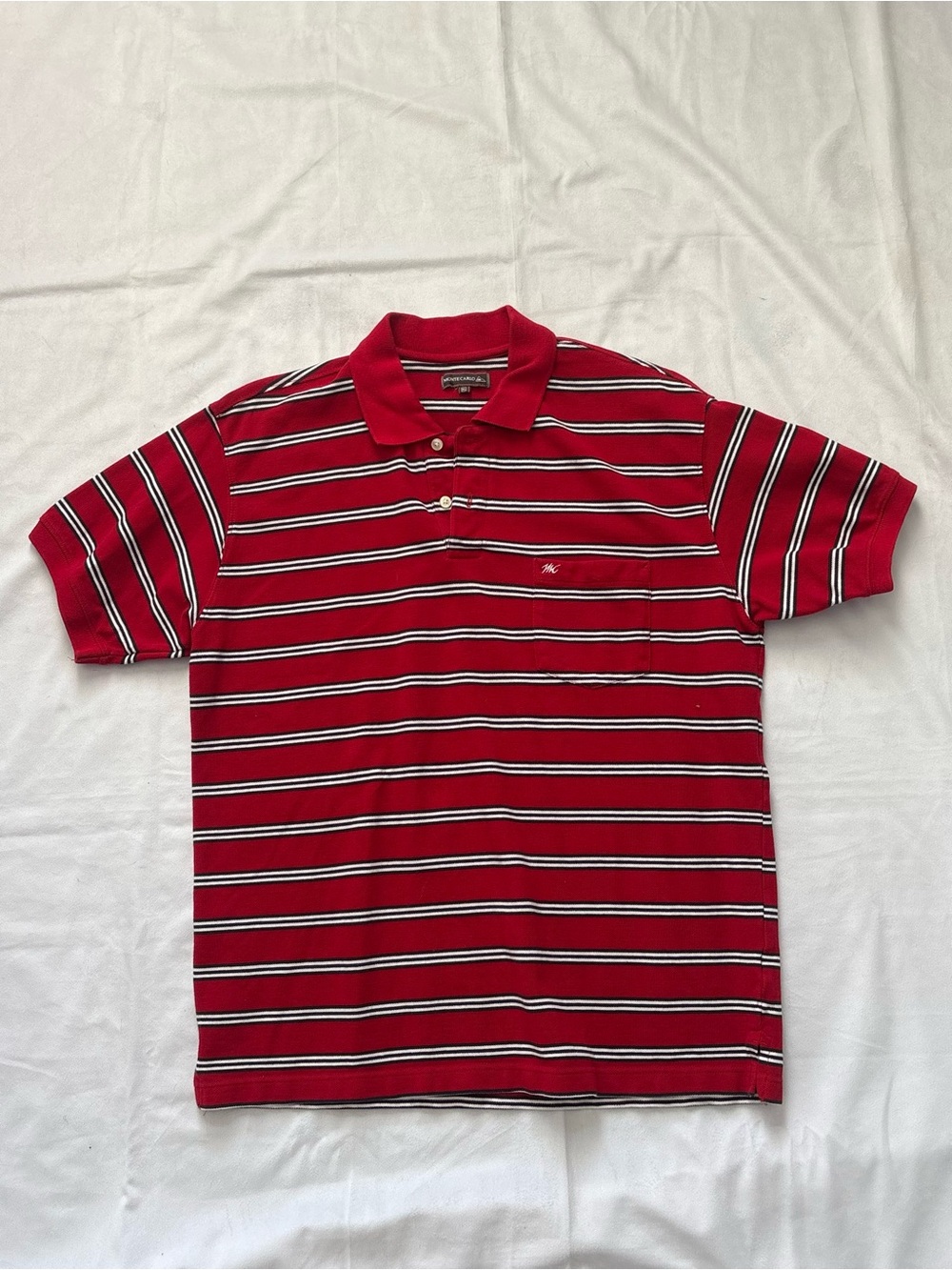 Y2K 2000s style Red Striped Monte Carlo Polo | $25
